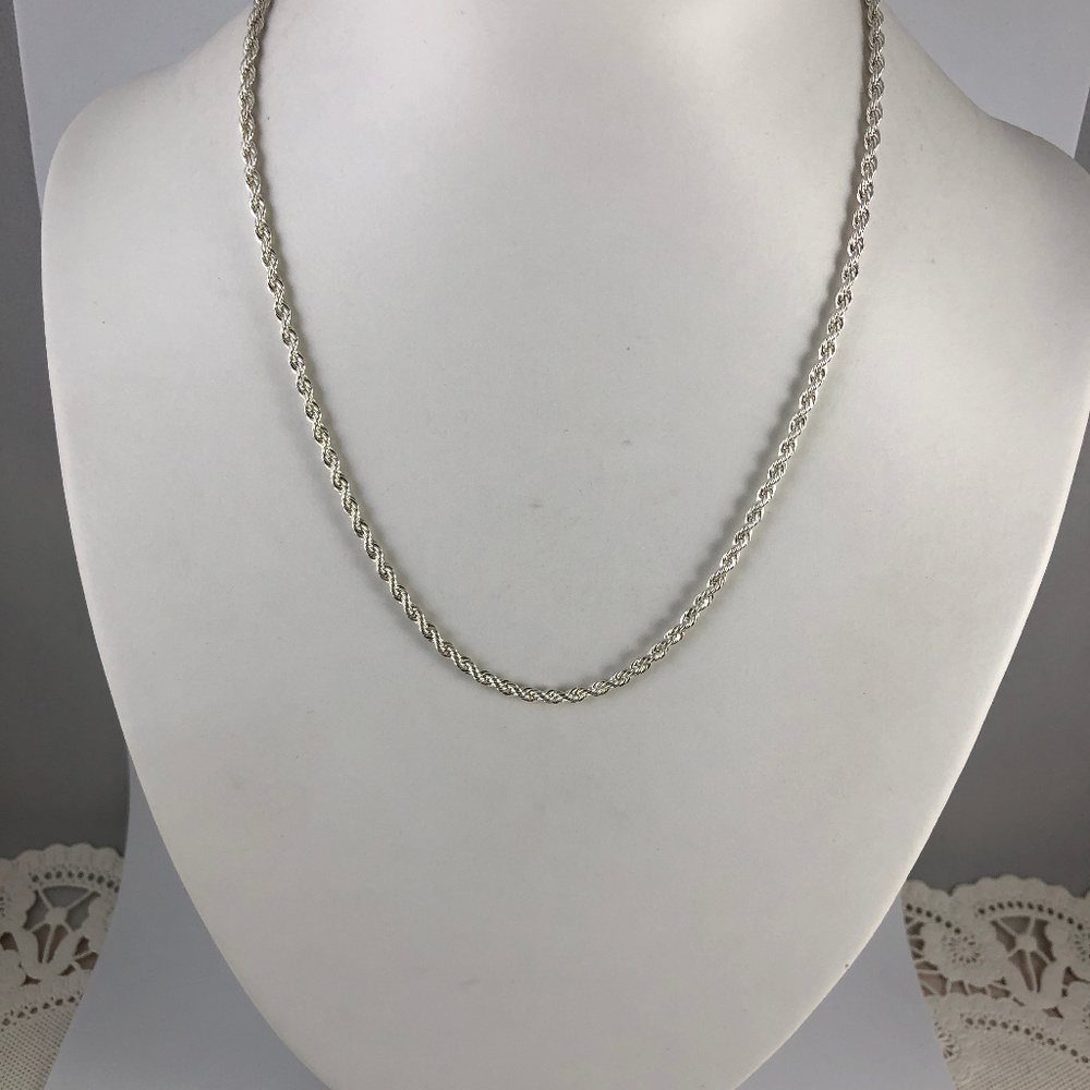 Sterling Silver 18 Inch Rope Chain Necklace - Picture 4 of 4